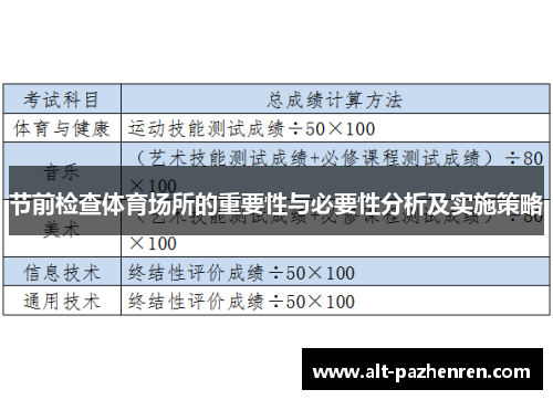 节前检查体育场所的重要性与必要性分析及实施策略
