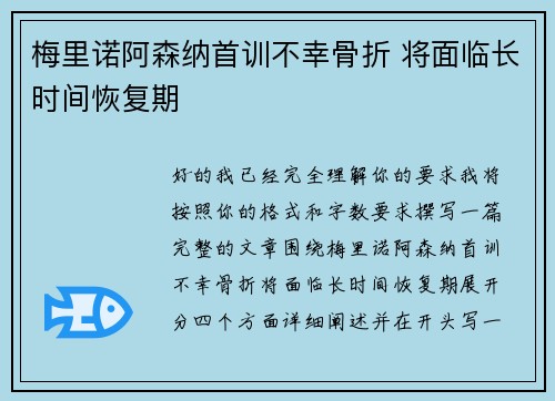 梅里诺阿森纳首训不幸骨折 将面临长时间恢复期