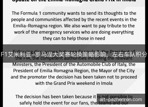 F1艾米利亚-罗马涅大奖赛轮换策略影响，左右车队积分